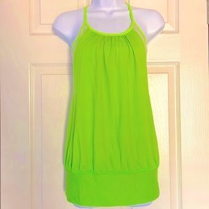 LULULEMON No Limits Tank l Size:6 l Neon Green w/ White Sports Bra